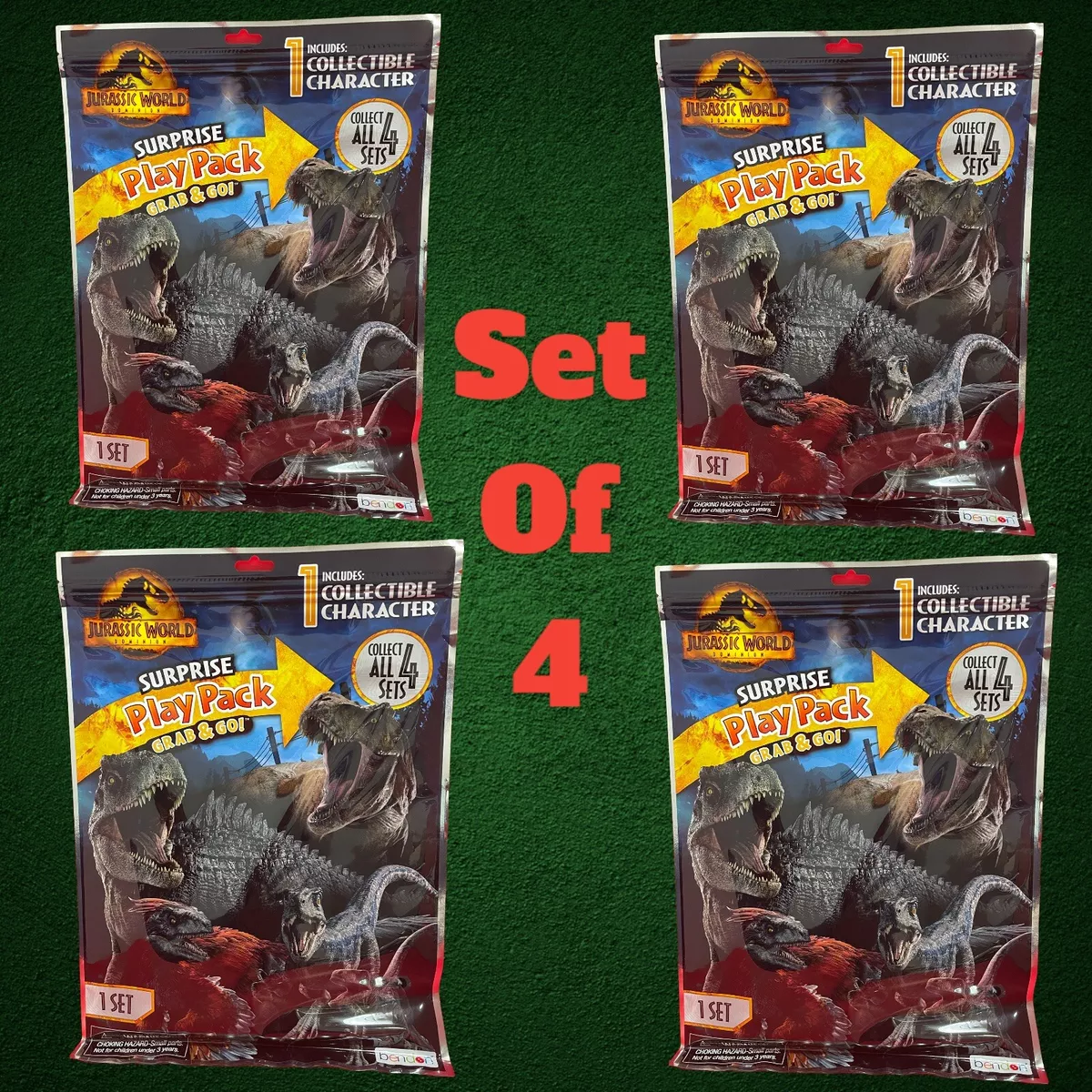 Jurassic World Dominion Dinosaur Surprise Play Pack Grab & Go! Set Lot Of 4