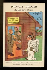 Artist Signed postcard David Berger comic WWII Military Graycraft Co. Vintage