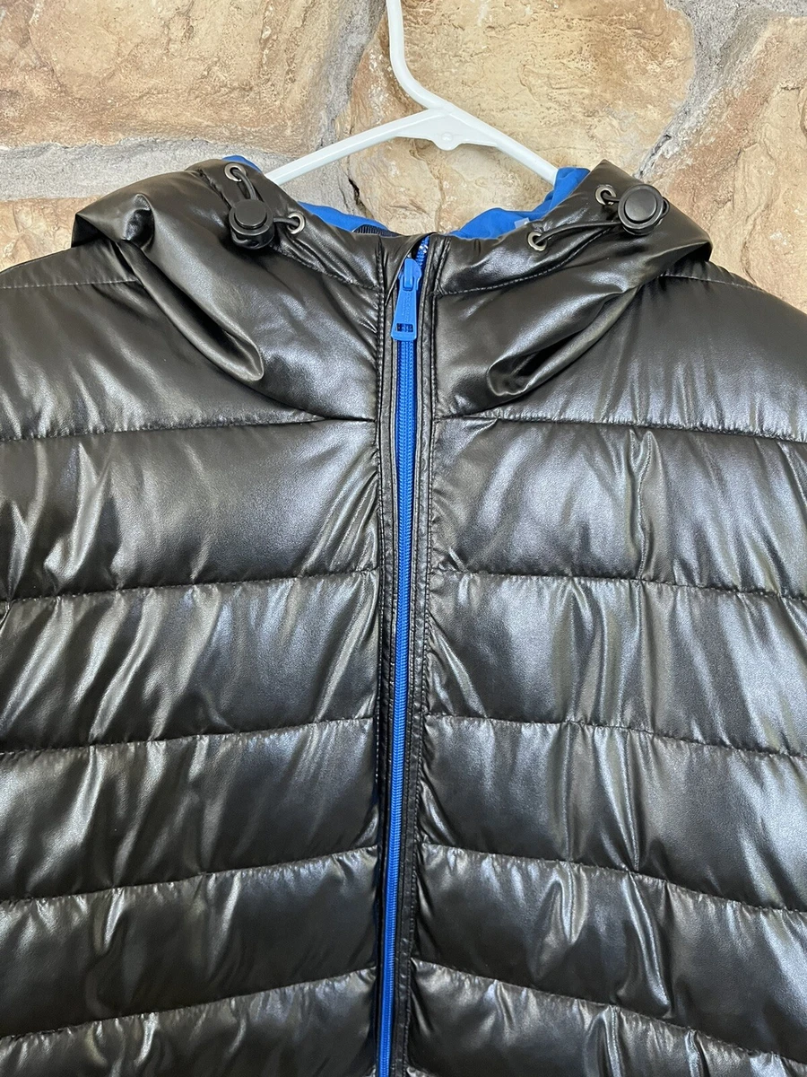 Cole Haan Signature Mens L Black Hooded Faux Leather Jacket eBay