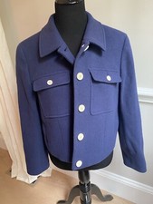 J Crew Navy Lady Jacket In Italian Stadium-cloth Nello Gori Size 14 Cropped