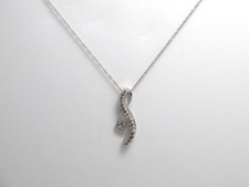 10k White Gold Round Diamond Heart Pendant and Necklace .35ct