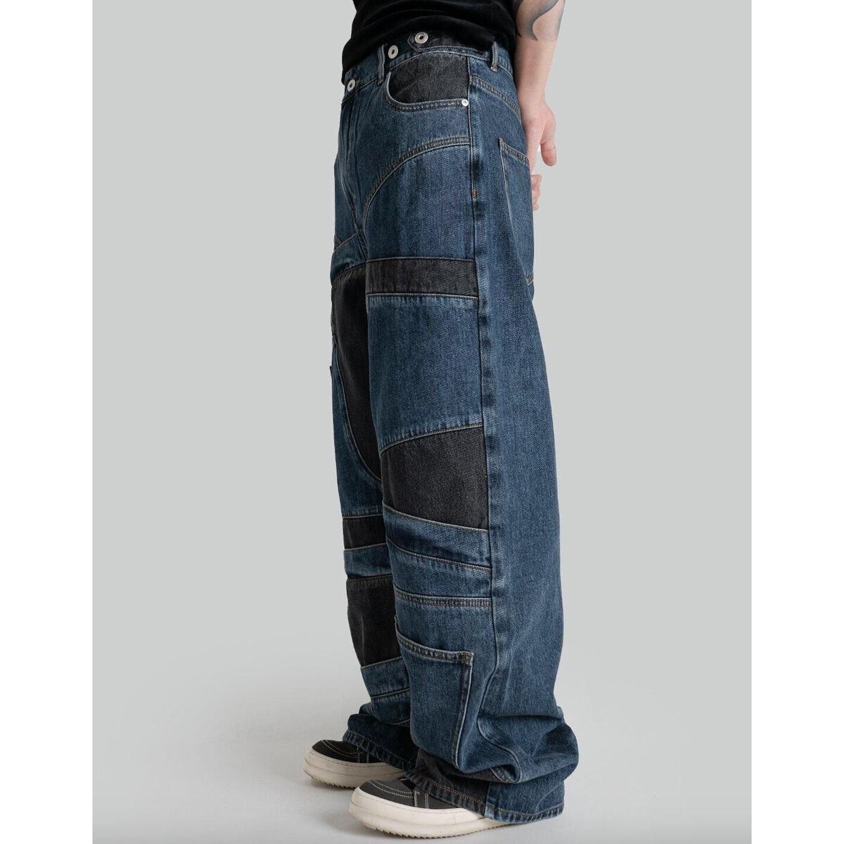 NEW Feng Chen Wang Men's Deconstructed Denim Pants Black NEW Feng Chen Wang Men's Deconstructed Denim Pants Black