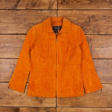 Vintage Terry Lewis Leather Jacket M Suede Mob Orange Womens Zip