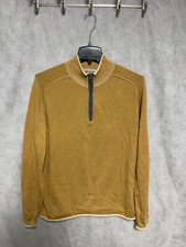 32 Bar Blues Sweater Men L Beige 1/4 Zip Roll Mock Neck Pullover Lightweight