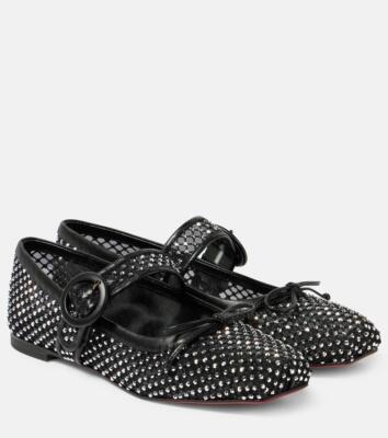 Christian Louboutin MAMASTRAPITINA Strass Crystal Mesh Ballerina Flat Shoes