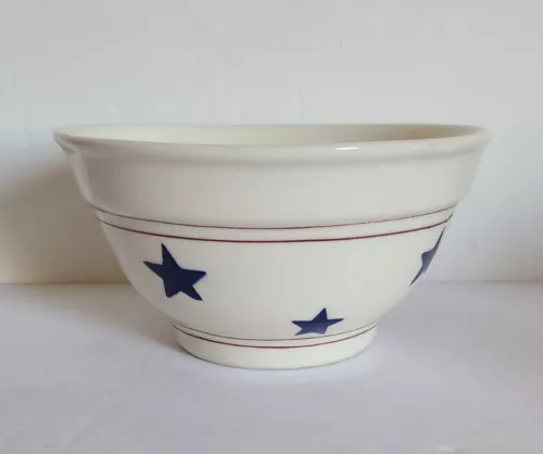 Vintage Hartstone Pottery STARS & STRIPES Rimmed Serving Bowl 7.25"