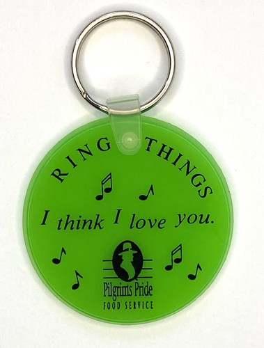 Pilgrim's Pride Food Service Ring Things Keychain I Think I Love You Green