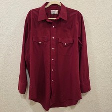 VTG H Bar C California Ranchwear Western Shirt Mens 16.5x34 Burgundy Pearl Snap