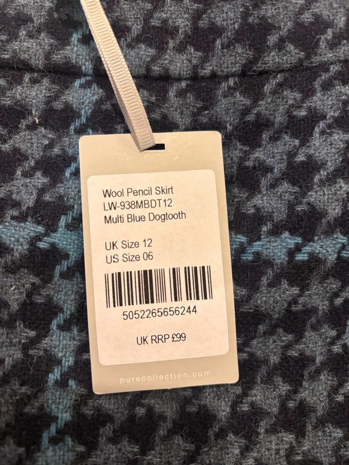 Brand new Pure Collection 100% wool dogtooth pencil skirt, Size UK 12, RRP £99 - Image 4 of 4