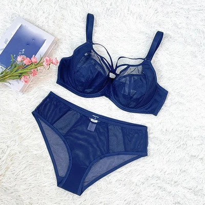 Big Size GHIJK Cup Ladies Bras Set Underwire Brassiere Lace Sexy Lingerie Briefs - Image 1 of 4