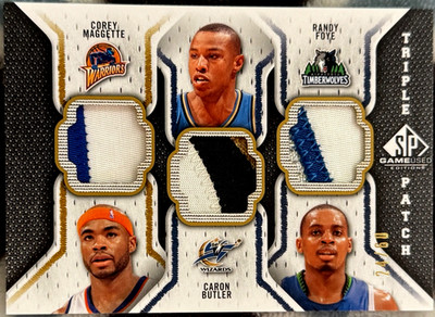 Caron Butler Corey Maggette  Randy Foye 2009-10 SP Game Used  Triple Patch /60