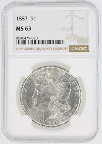 1887 Morgan Silver Dollar NGC MS63 S$1 Philadelphia Minted No Reserve