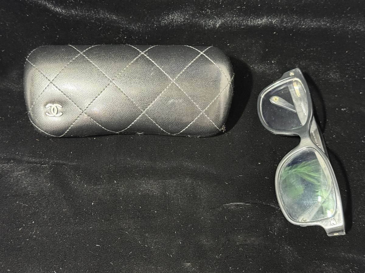 Chanel vintage metallic silver sunglasses case Chanel Vintage Half Frame Floating Gray Lens Silver  main image 3