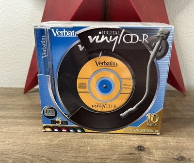 Verbatim Digital Vinyl CD-R 5 Colors 80 min 700MB 10 Pack With Jewel Cases Blank
