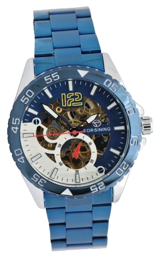 FORSINING Uomo Orologio da Polso Lusso Acciaio Inox Scheletro Orologio