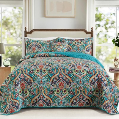 Twinrun Cotton California King Quilt Floral Style Oversized King Size
