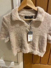 Primark Fluffy Cropped Top Size L BNWT Beige