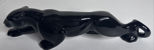 VTG Prowling Crouching Stalking Black Panther Ceramic Art Sculpture Glazed 16”L