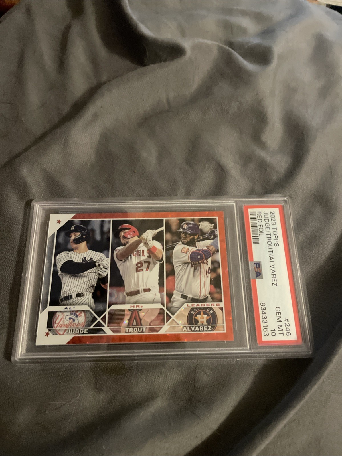 2023 Topps League Leader #246 Judge/trout/alvarez Red Foil 🔥psa 10🔥