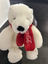 Coca-Cola Polar Bear Plush White w/ Red Scarf Small 6-14 in 2007 MPN 54896