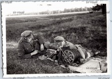 Reichswehr Soldaten mit Feldtelefon und Kabeltrommel - WK2 Foto 9x6cm