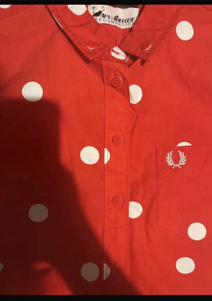 Amy Whinehouse Fred Perry Women's Polka Dot Shirt UK Size 8, Short Sleeve - Image 2 of 4