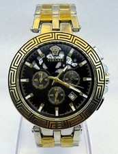 Amazing VERSACE Chronograph Date Indicator Black Dial Quartz Men's Wrist Watch