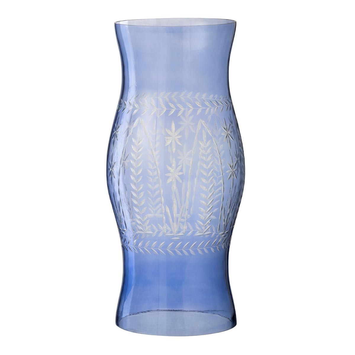 Photophore en verre Tarifa 50cm bleu pour bougie