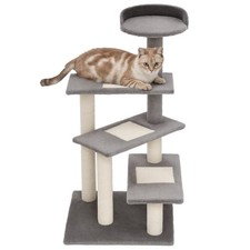 40" Tall Feline 5-Level Revolving Step Tower Scratching Post with Rest Center