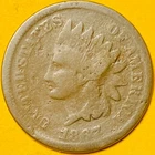 1867 U.S. INDIAN HEAD CENT COPPER PENNY 1c COIN (G-Good)