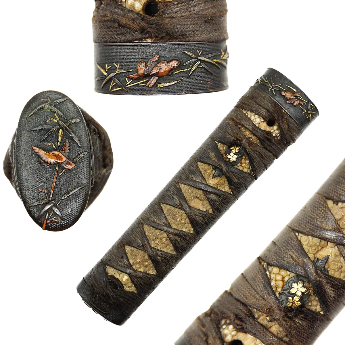 多色古董原创古董日本刀镡| eBay