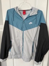 Nike Sportswear Windrunner Jacket Mens XL Black White Teal Hood windbreaker