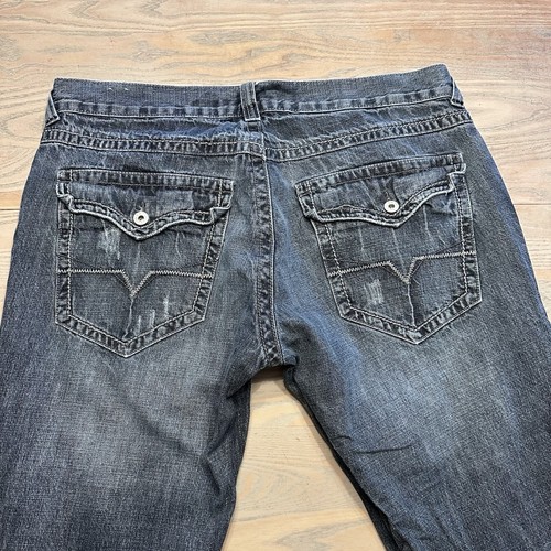 Guess Relaxed Boot Rancho Fit Denim Mens 38x30 Blue Jeans Flap Pocket - Picture 14 of 19