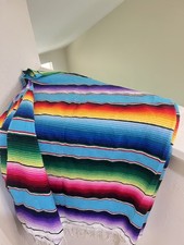 VNTG Mexican Colorful Wool Throw Blanket Rug Southwestern Saltillo Serape 85x55