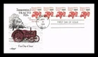 Dr Jim Stamps Tractor 1920s Coil Strip of 5 Artmaster Cachet First Day Cover