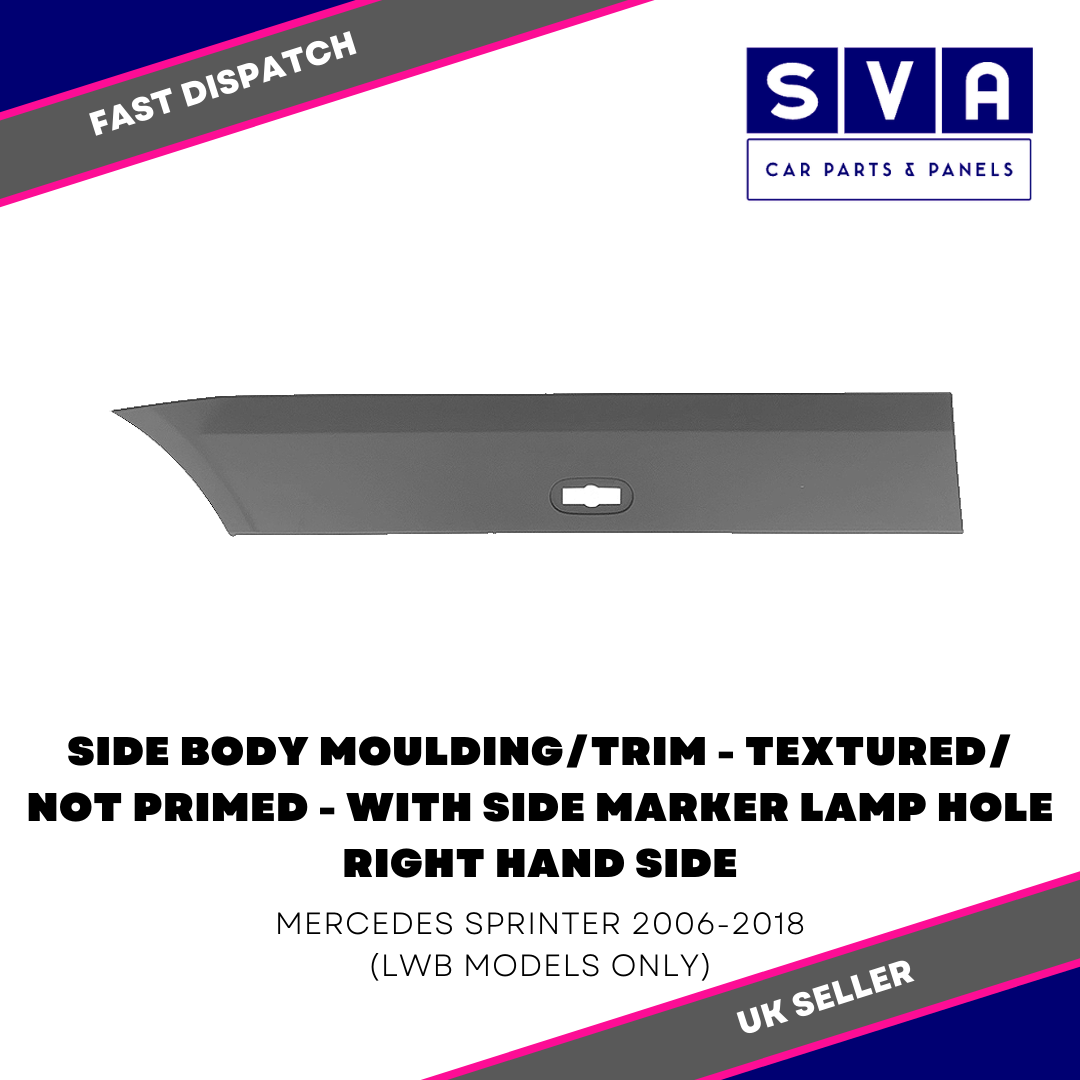 Mercedes Sprinter 2006-2018 Side Body Moulding/Trim Lwb Textured + Lamp Hole Rhs