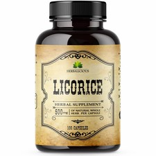 Licorice Root 100 Capsules Pure Organic Glycyrrhiza Glabra Herbal Supplem...