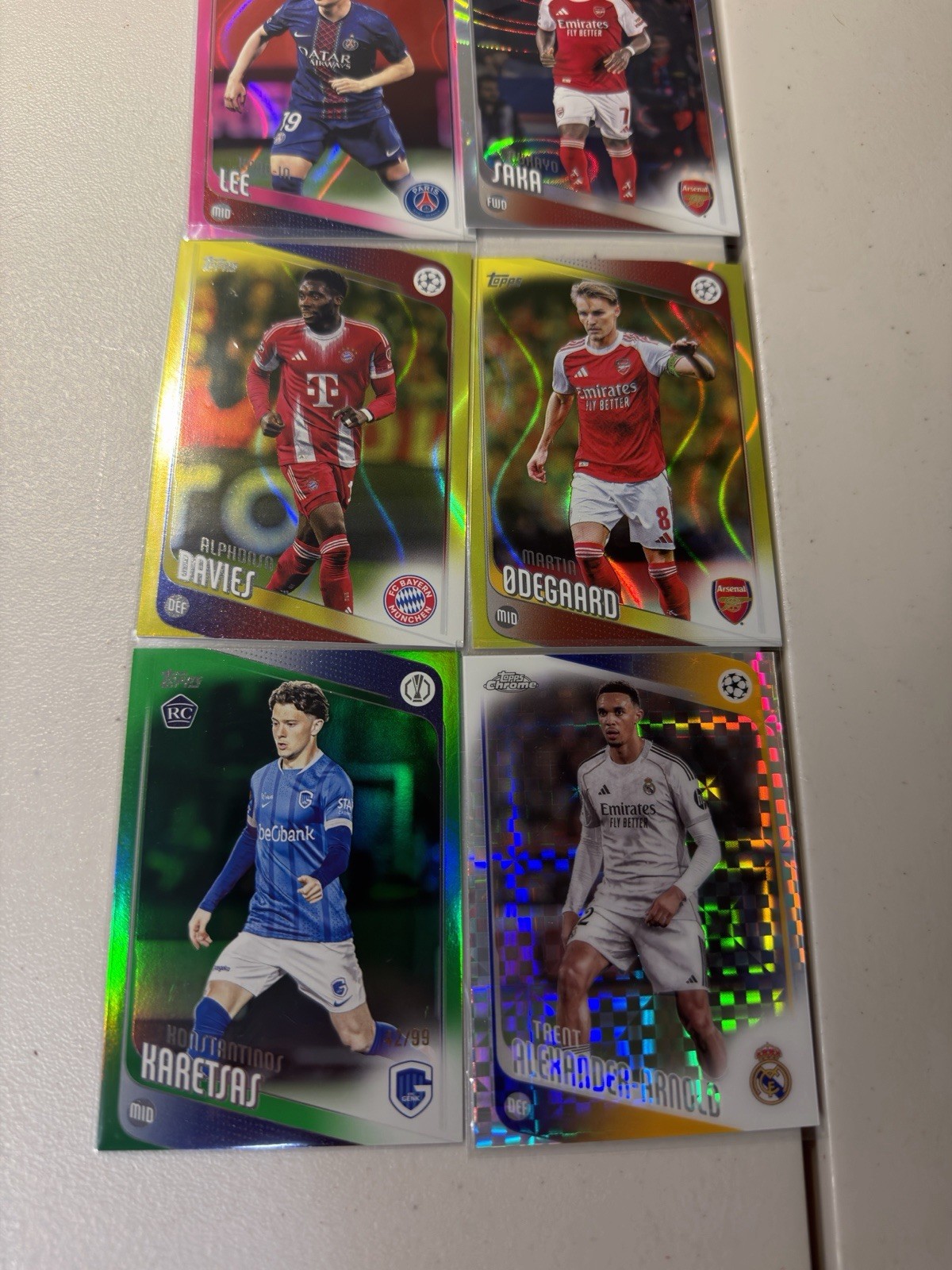 Topps Chrome UEFA Champions League 2023-24 Rookie Lot 6 Cards Doku Saka view 2