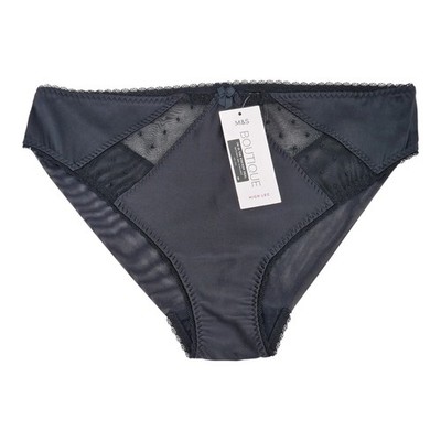 Schwarzes hohes Bein-Slip mit Netzdetail von M&S Boutique UK-Größe 10