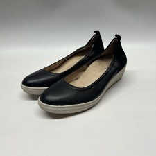 Vionic Shoes Women  s 8 Jacey Ballet Flats Black Leather Slip On Round Toe Wedge