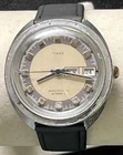 Vintage Timex Automatic Men's 1973 Day Date Watch Silver Tone