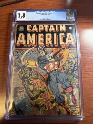 CAPTAIN AMERICA COMICS #17 CGC 1.8 Off White 1942 Graveyard, Ghouls Bondage