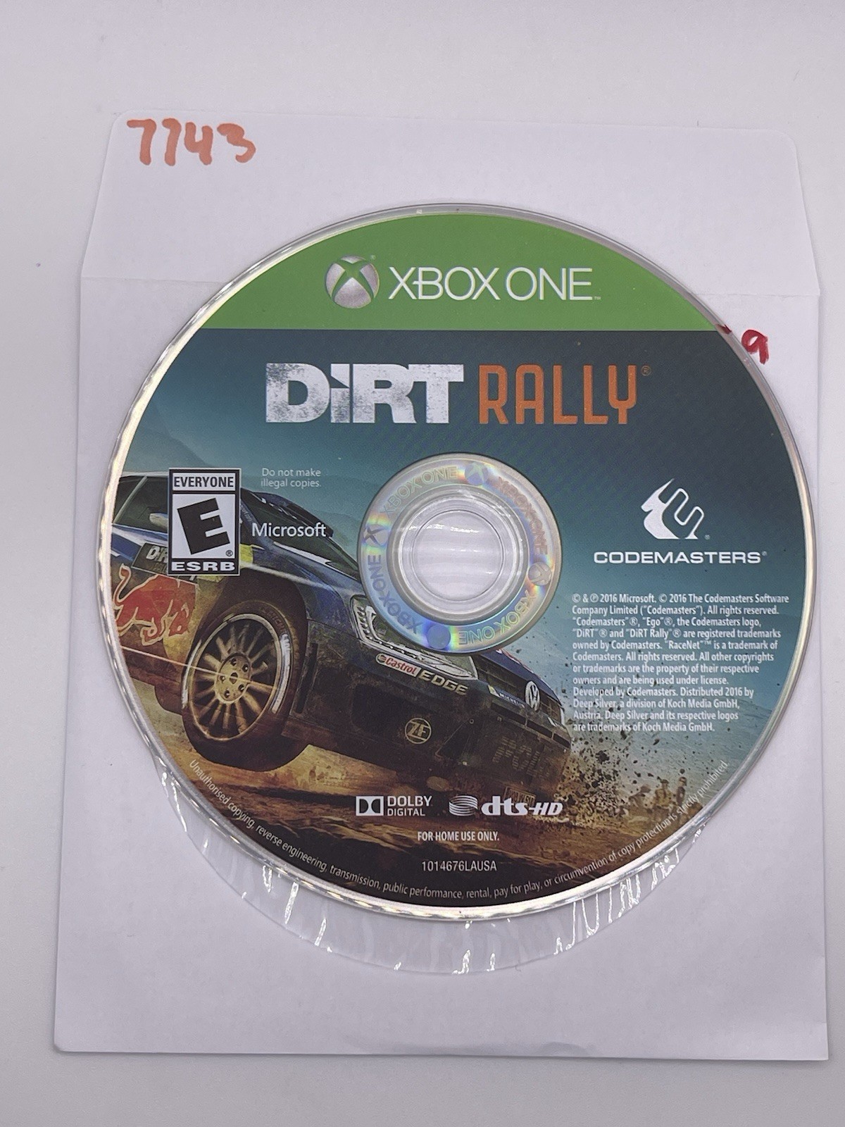 DiRT Rally Legend Edition 2016 Microsoft Xbox one Disc Only 