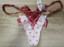 NWT Rare Vintage Victoria's Secret Multi Silky Satin V-String Bow Panties M