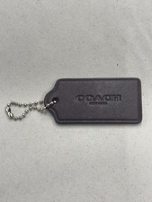 Vintage COACH 2.25" Hang Tag Fob Bag Charm Dark Brown Leather with Monogram