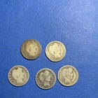 Barber Quarters Liberty Head Design Silver Lot of 5 Coins 1894-1916-D