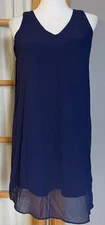 Y2K A Byer Chiffon Mini Dress Women’s M Blue Sheer Back Drape Flowy Party Modern