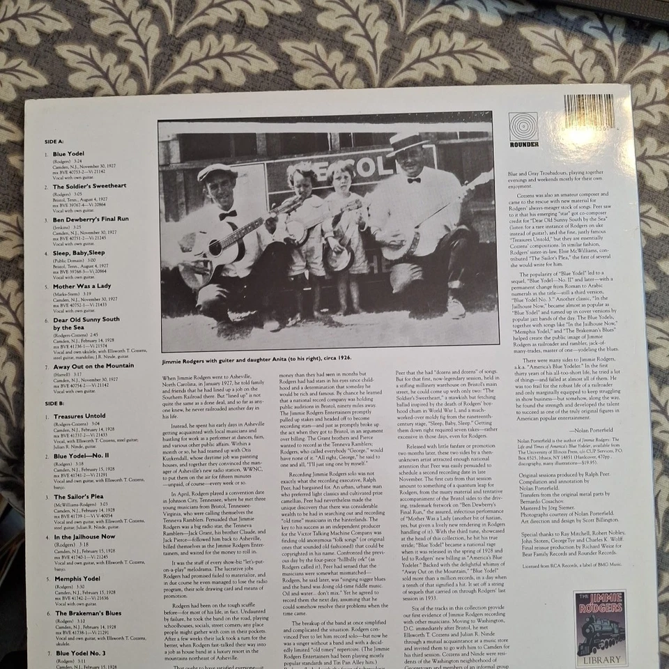 JIMMIE RODGERS "FIRST SESSIONS 1927-1928" USA VINYL LP 1990 NEAR MINT - Image 2 of 4