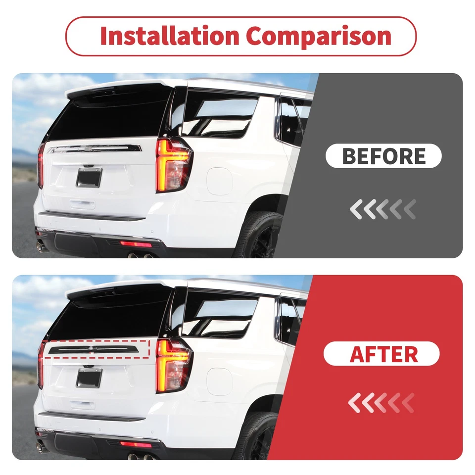 Black Tailgate Molding Cover For Chevrolet Suburban Tahoe 2020 2021 2022 2023 US Foto 2 de 4