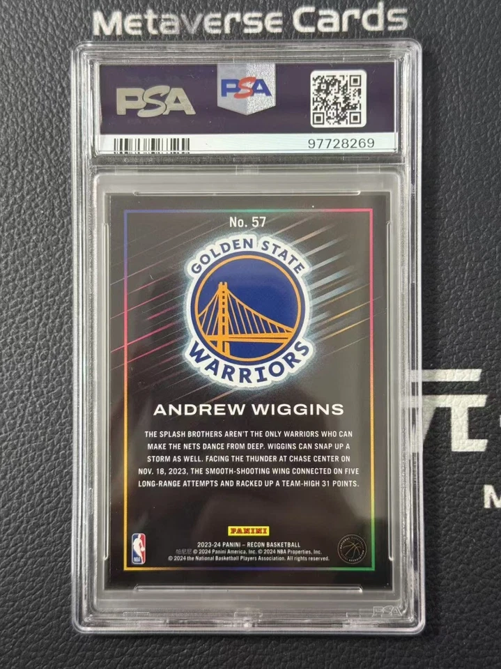 2023 Recon Andrew Wiggins Platinum Golden State Warriors 1/1 One Of One PSA 9 - Image 2 of 2